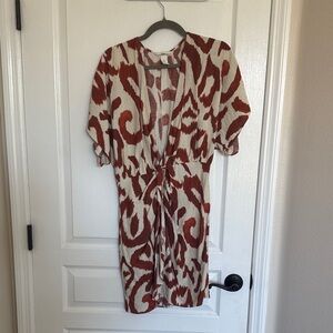 H&M Orange and Cream Midi Dress